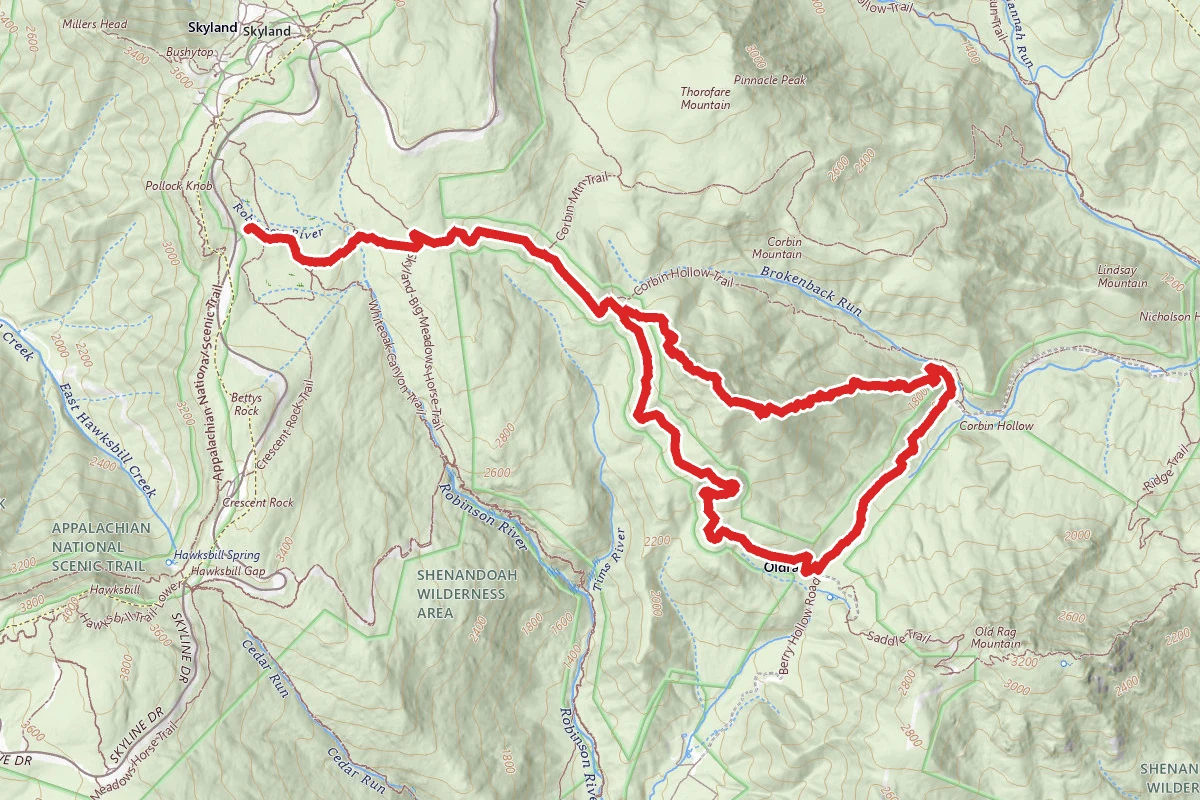 Old Rag Fire Road, Weakley Hollow and Robertson Mountain Loop