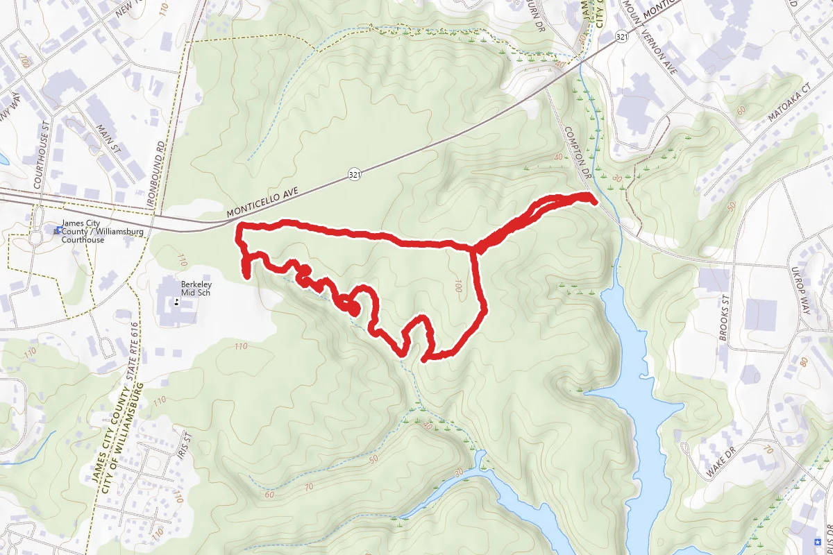 Monticello Trail and Matoaka Woods Trail from Compton Drive