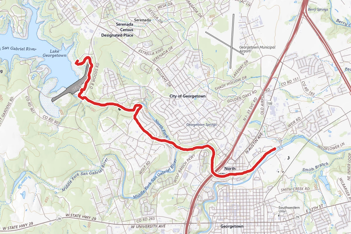 Randy Morrow Trail from Lake Georgetown