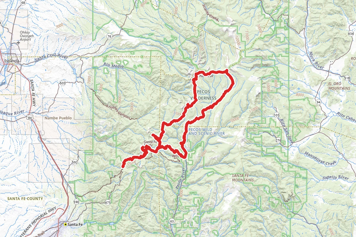 Skyline Trail to Pecos Trail to Winsor Ridge Trail Loop