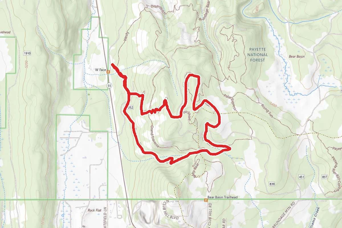 Westy, Sleepy Hollow, Blue Ridge, Upper Drain, and Lower Drain Trails Loop