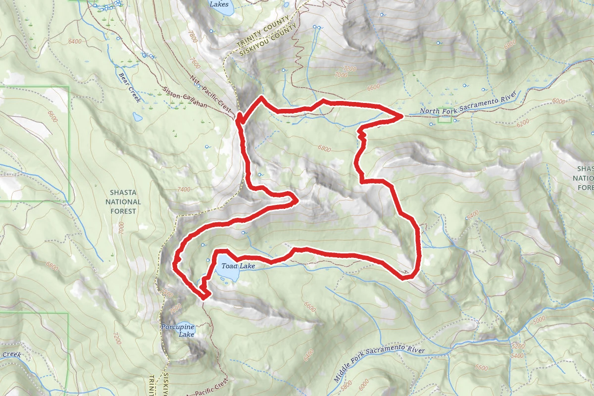 North Fork Sacramento River and Toad Lake Loop