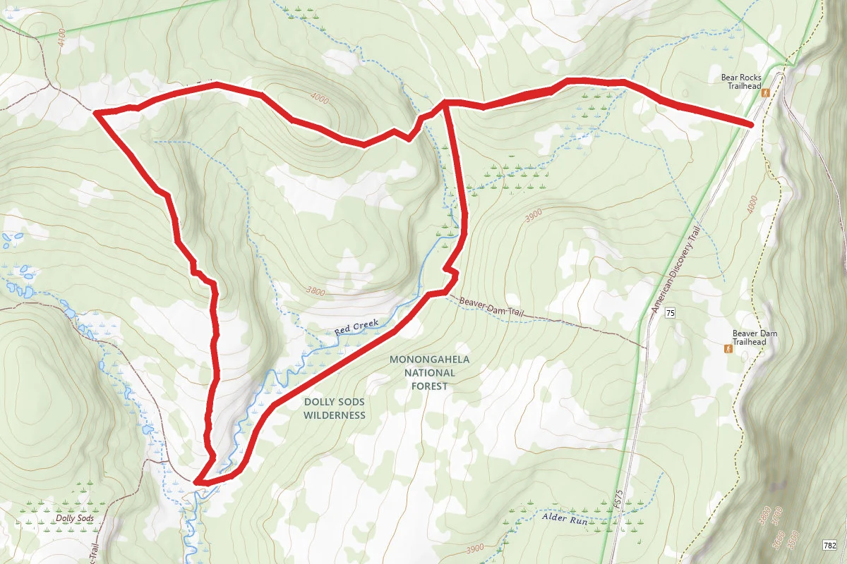 Bear Rocks Trail to Raven Ridge Trail and Dobbin Grade Trail