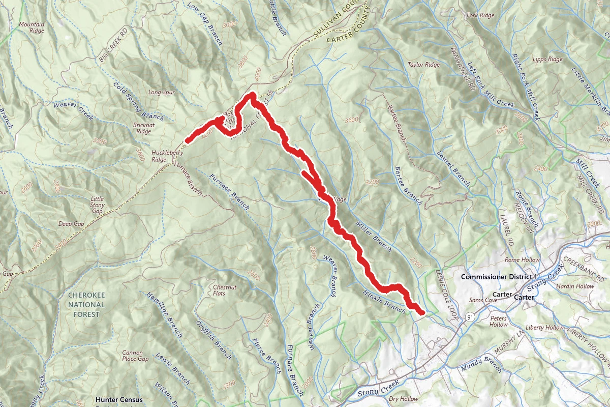 Hinkle Branch Trail to Holston Mountain Low Gap