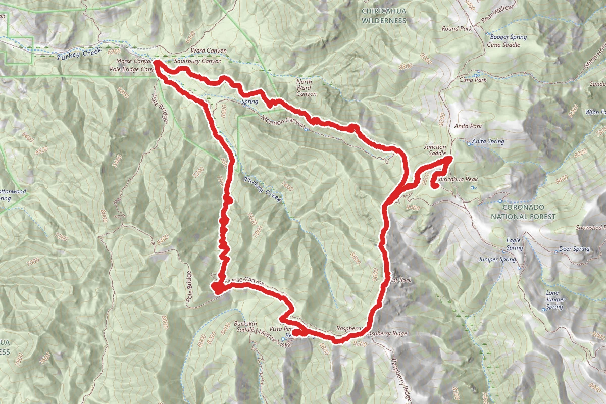 Chiricahua Peak to Monte Vista Peak Loop