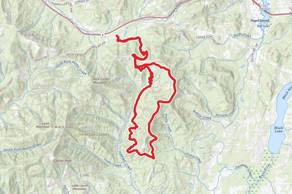 Rock Candy Trail to East Waddell Loop