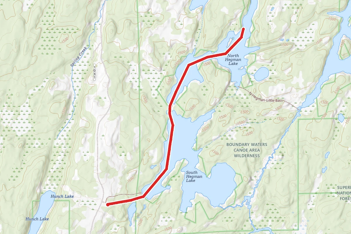 Hegman Lakes Hike and Paddle Route