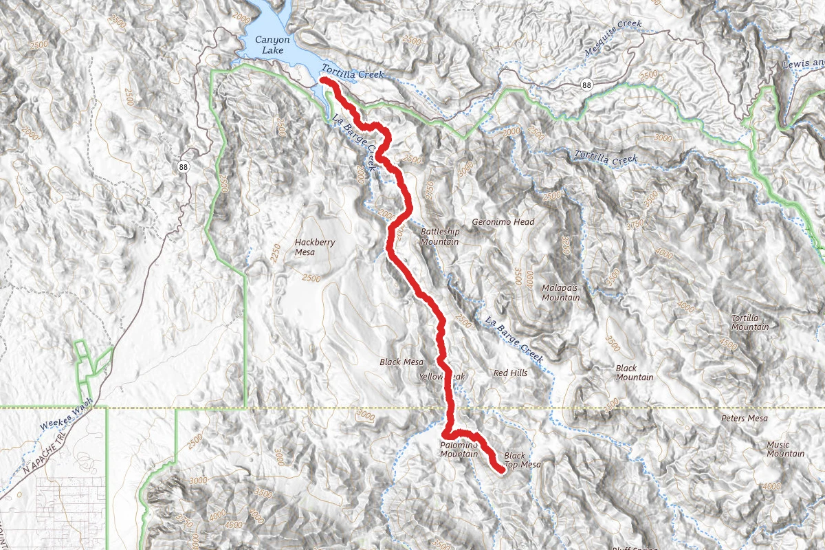 Black Top Mesa Trail via La Barge Creek