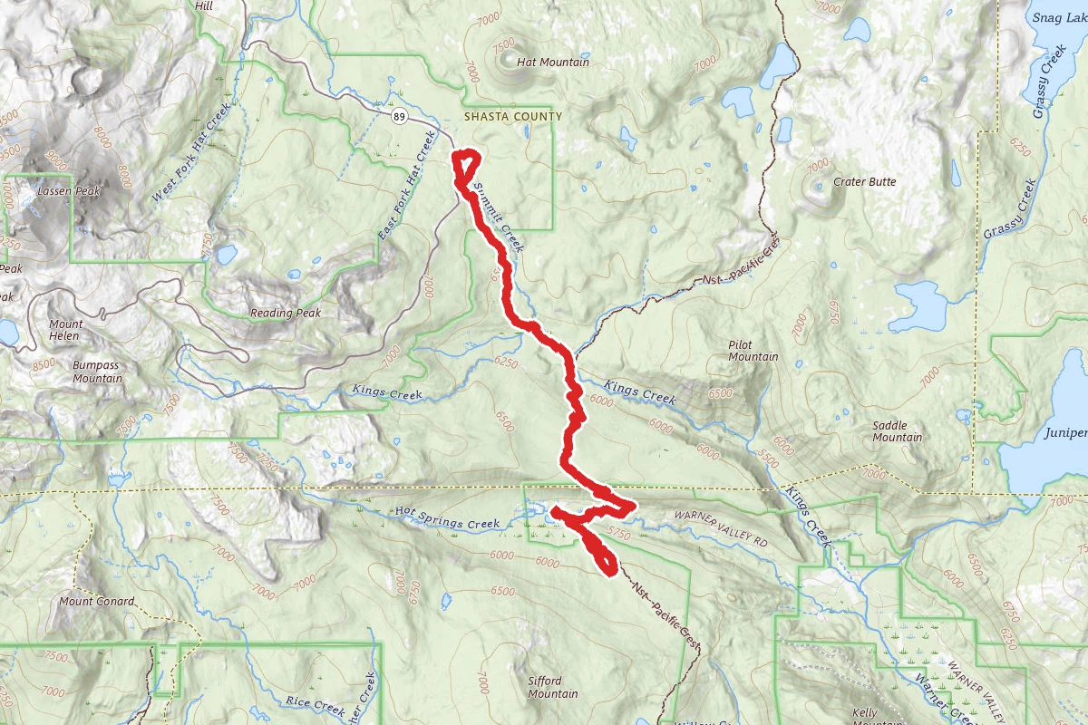 Boiling Springs Lake via Kings Creek and Pacific Crest Trail