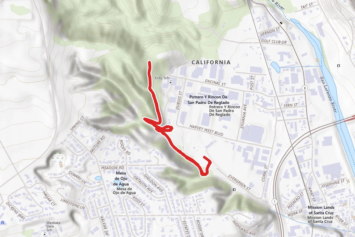 Old Stage Trail to Harvey West Trail