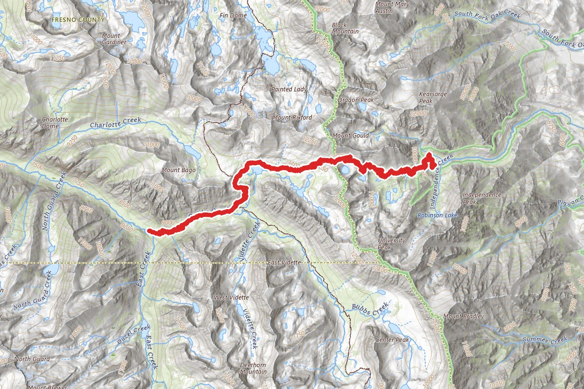 Junction Meadow Via Kearsarge Pass and Bubbs Creek Trails