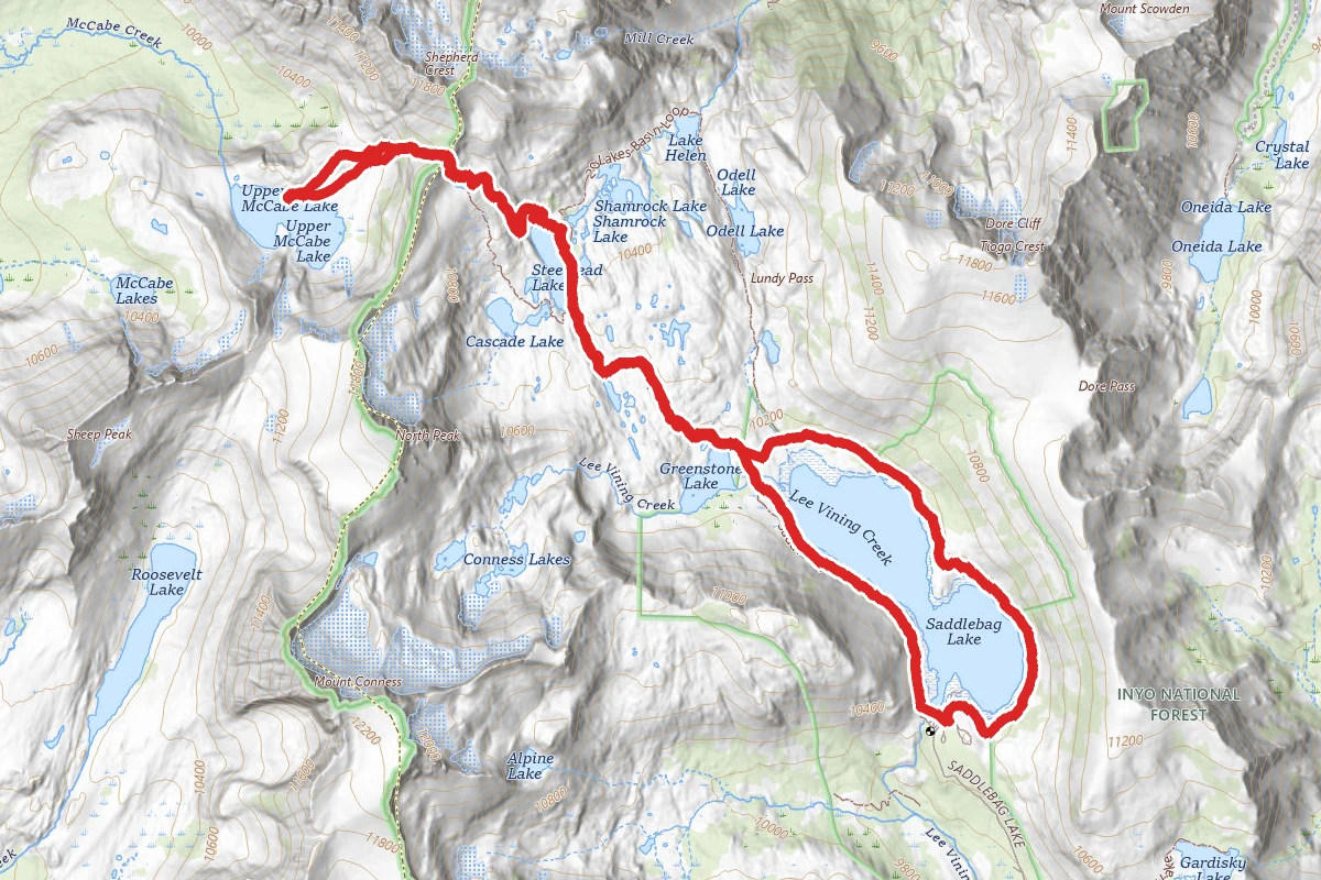 Saddlebag Lake to McCabe Lake Pass Loop