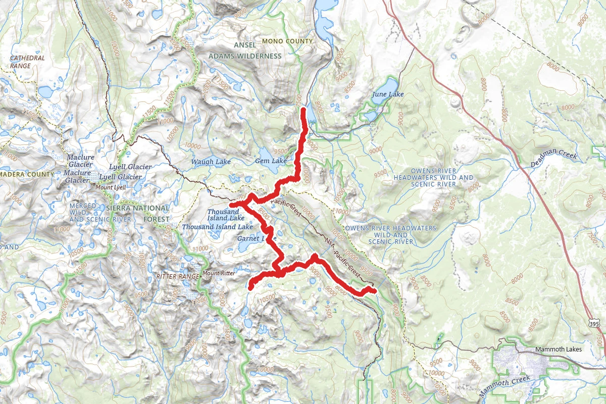 Agnew Meadows to Rush Creek