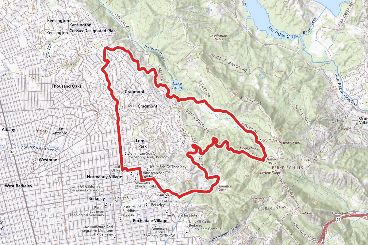 Wildcat Canyon and South Park Cycling Route