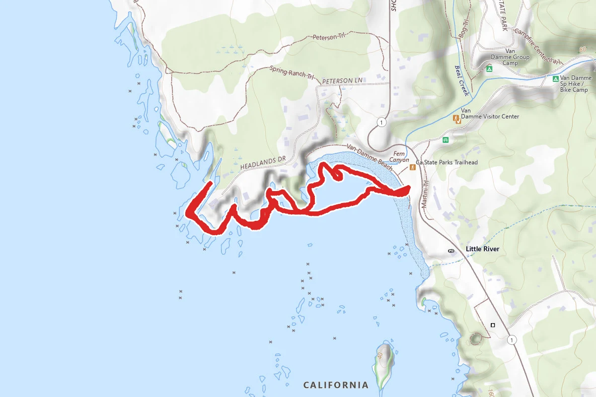 Van Damme Sea Cave Kayak Route