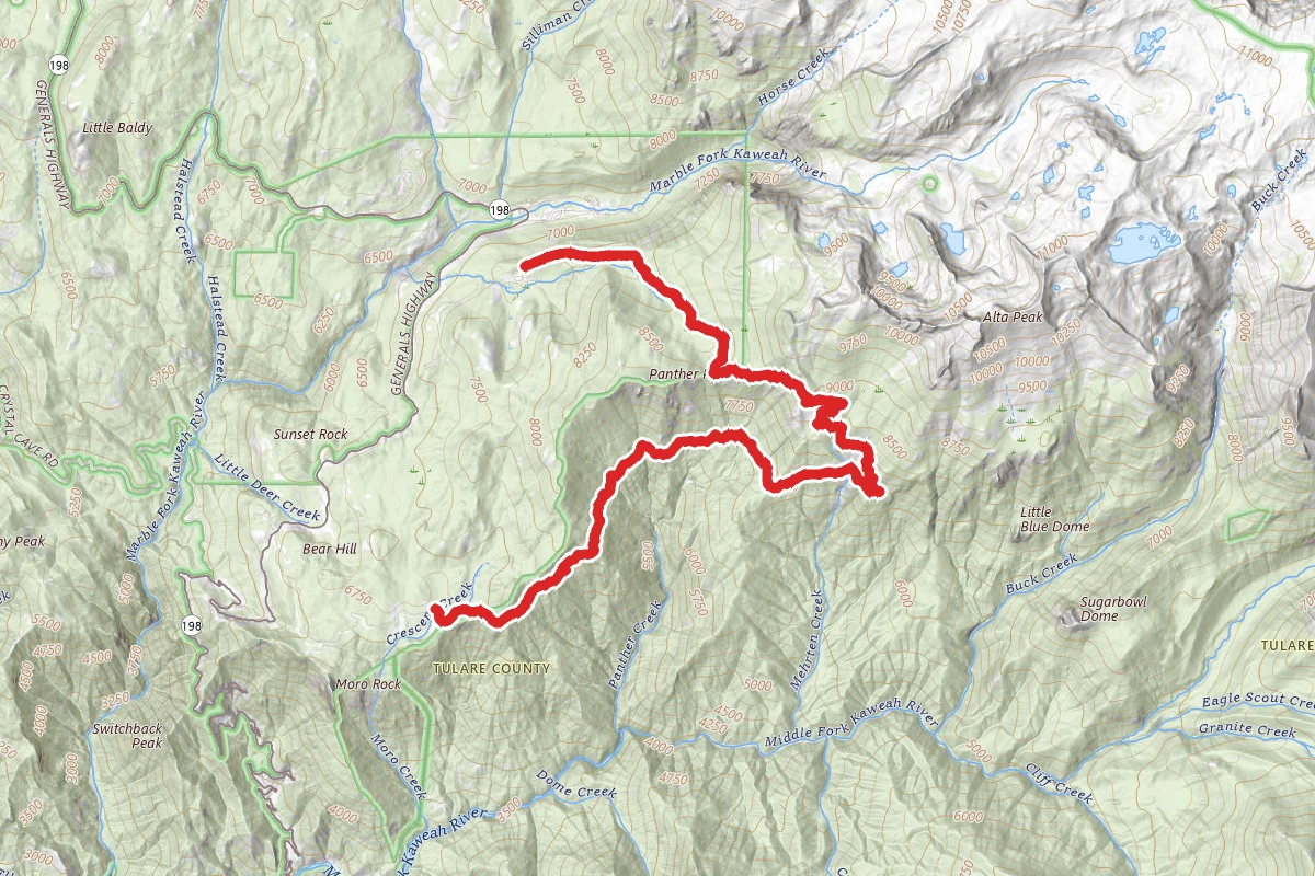 High Sierra Trail to Lakes Trail