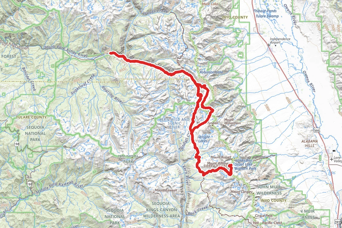 King's Canyon to Mt Whitney