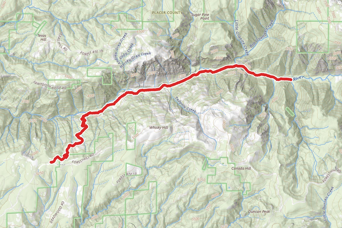 Mumford Bar Trail to American River Canyon Trail