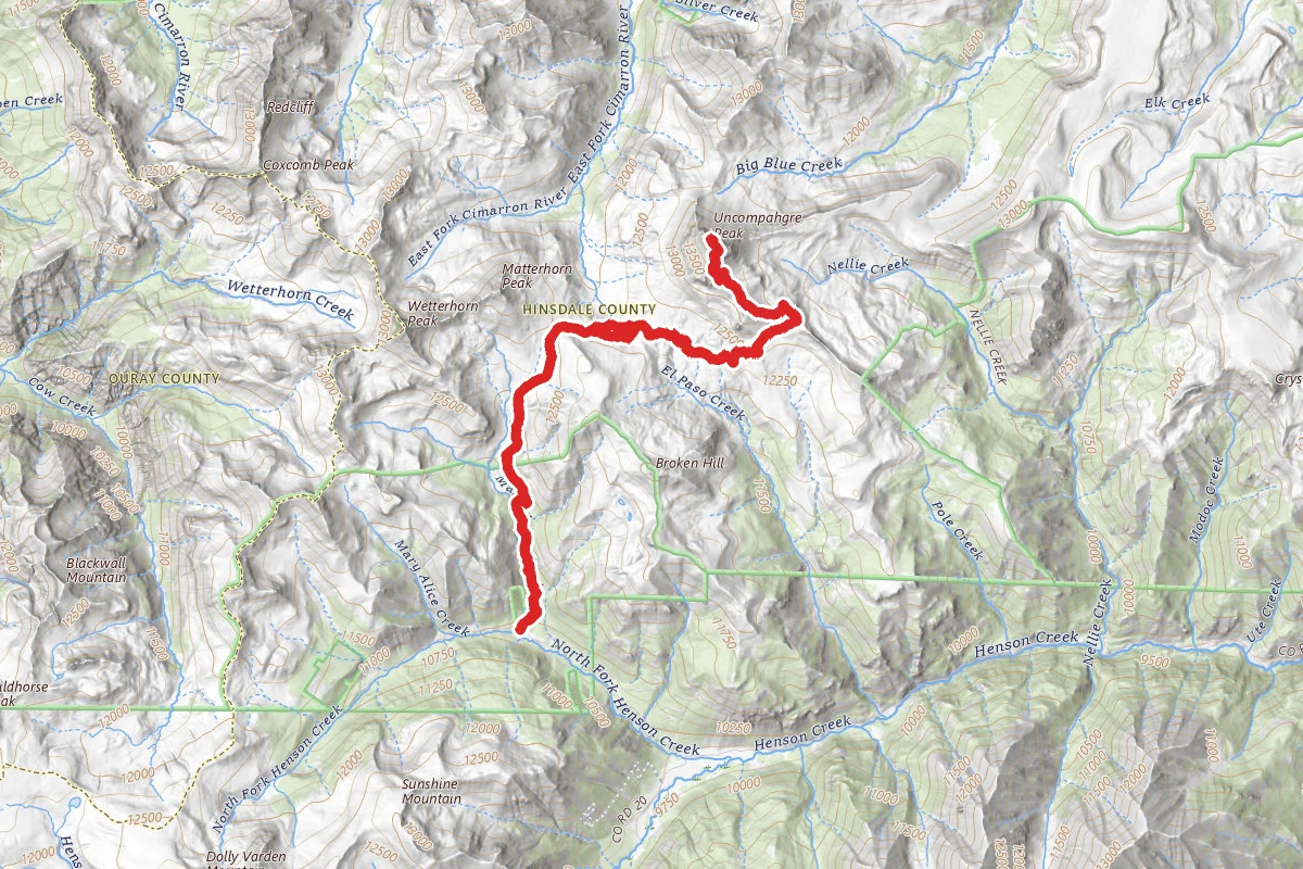Uncompahgre Peak via Ridgestock Driveway Trail