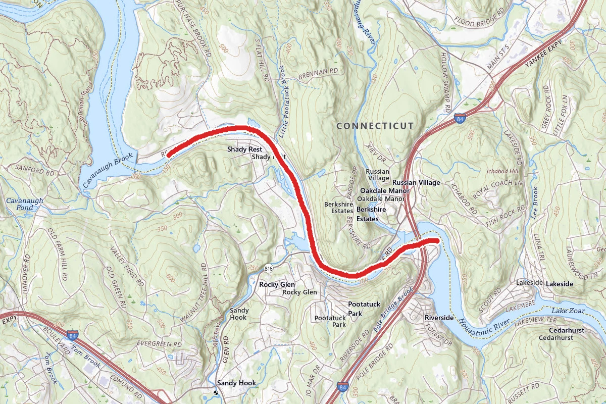 Lake Zoar Paddle Route