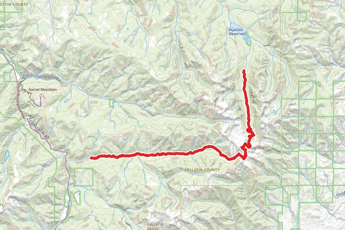 Hyalite to Swan Creek route map