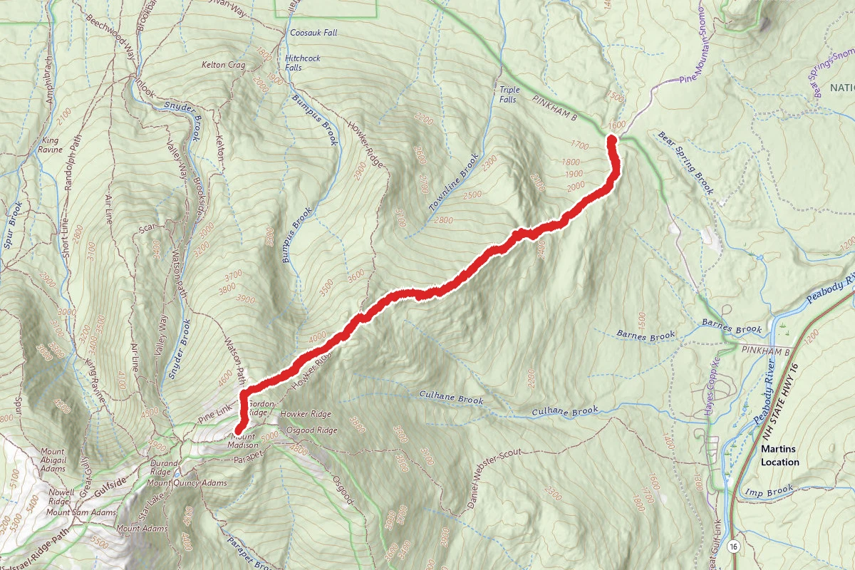 Pine Link Trail to Mount Madison