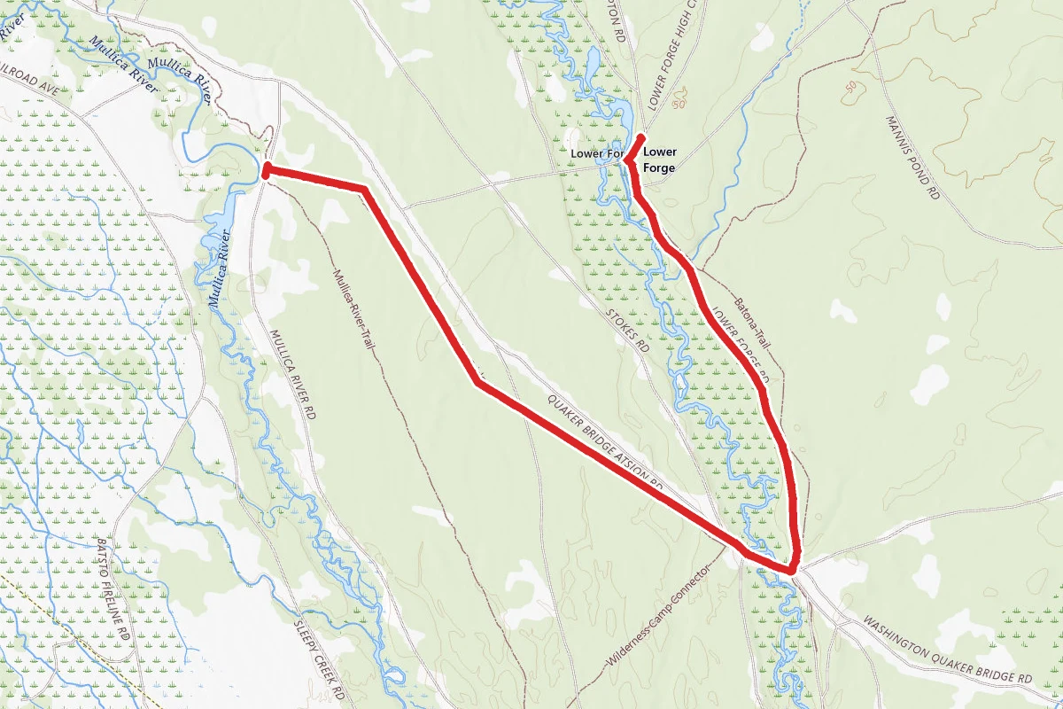 Beaver Pond- Quaker Bridge Trail to Lower Forge Campground