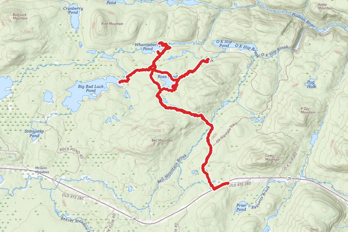Ross, Whortleberry, and Big Bad Luck Ponds Trail
