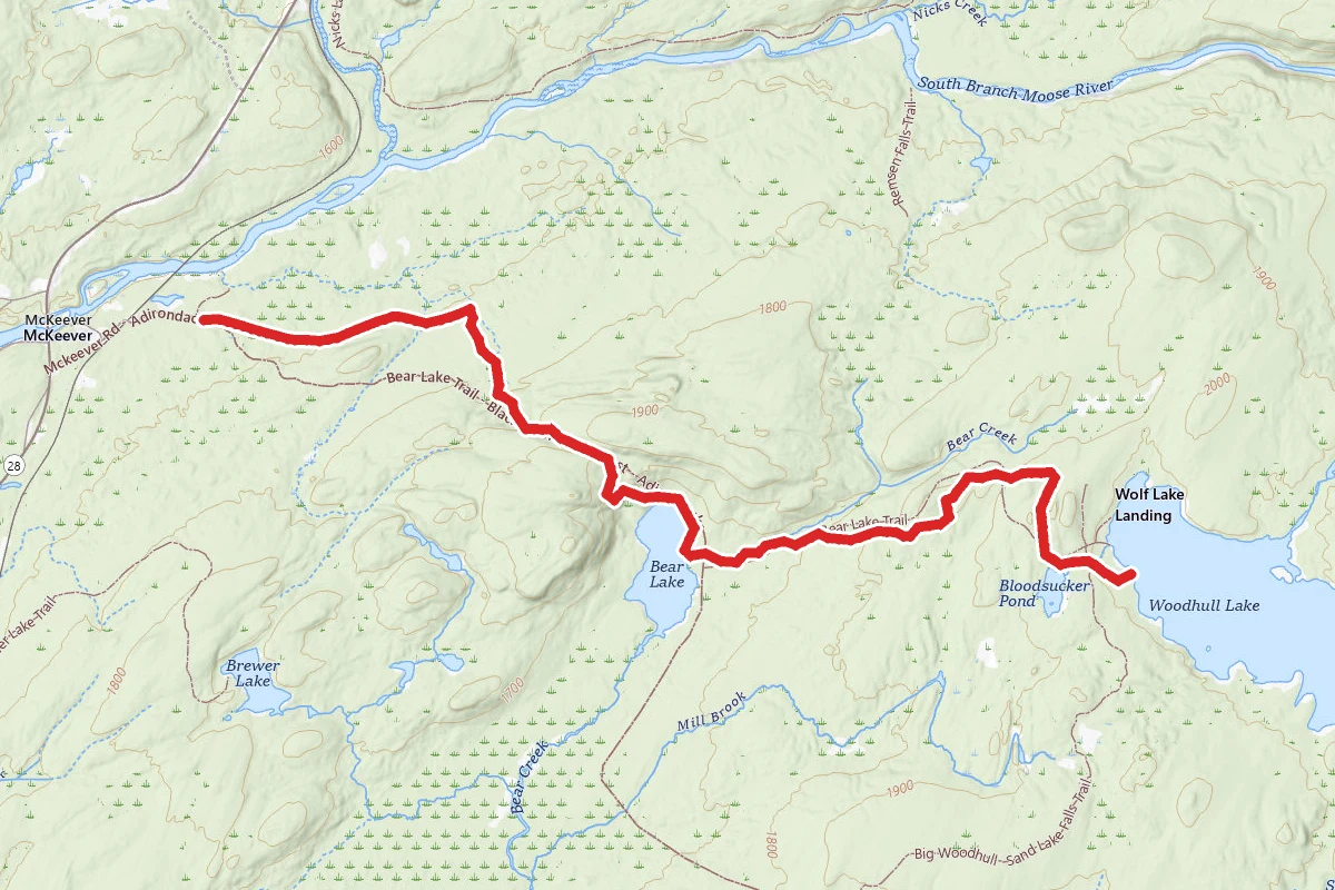 Woodhull Lake via Bear Lake and McKeever State Land Parking Lot