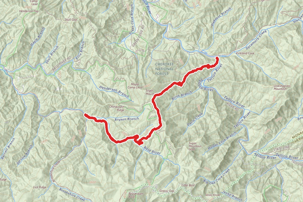 Benton McKaye Trail Southbound Tellico River to Brookshire Creek