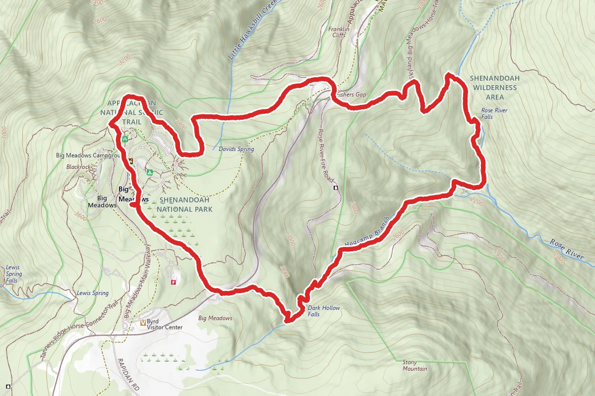Dark Hollow via Appalachian Trail and Story of the Forest Trail