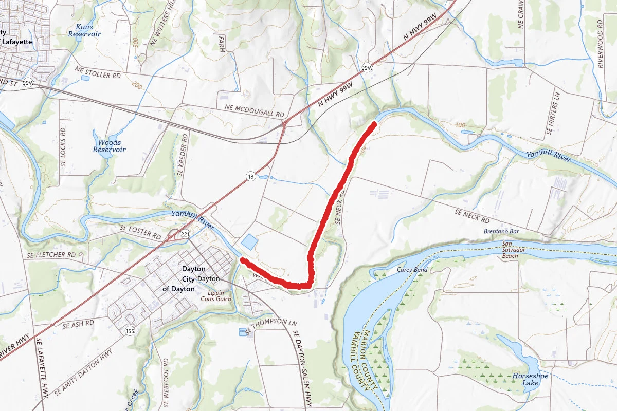 Yamhill River Paddling Route