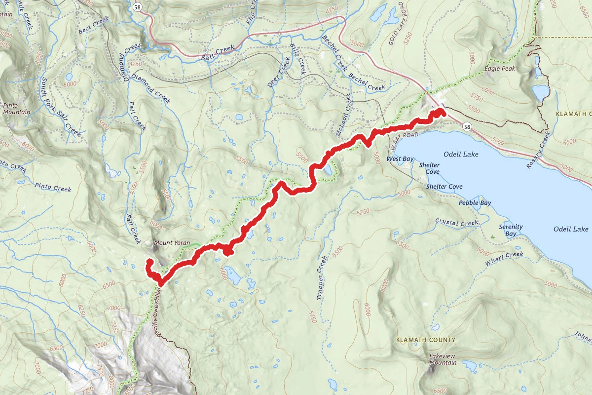 Hidden Lake, Lil's Lake, and Divide Lake from Willamette Pass via PCT