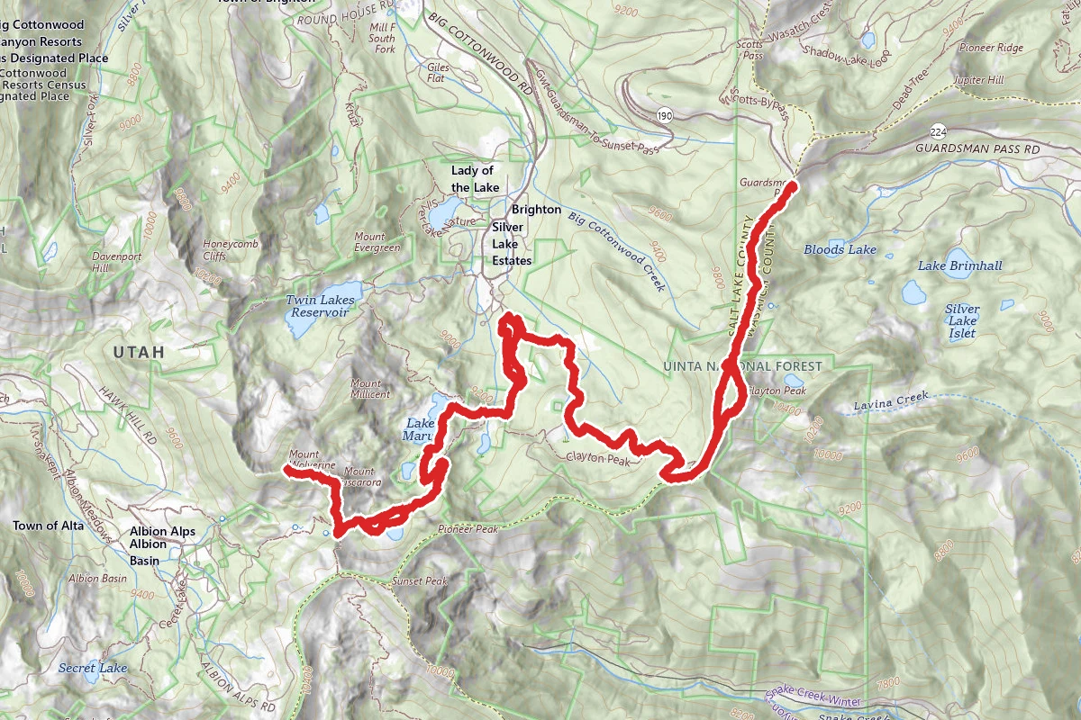 Guardsman Pass, Clayton Peak, Brighton and Wolverine Peak