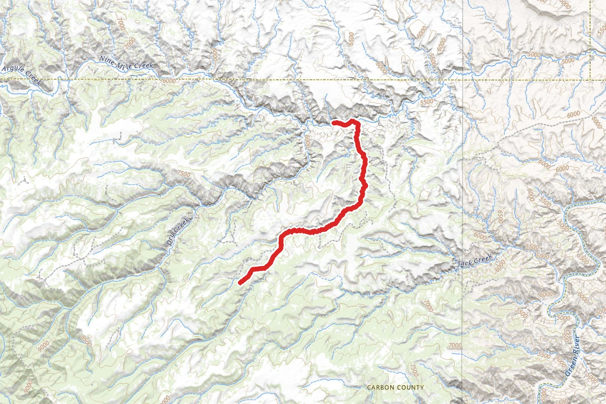 Cottonwood Canyon Trail route map
