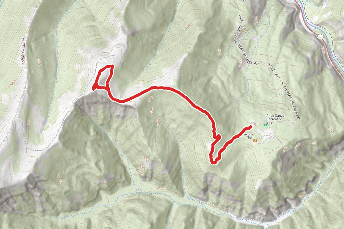 Price Canyon Recreation Area to Ford Ridge