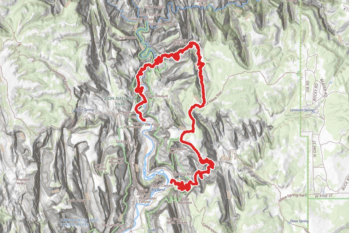 East Rim Trail to Mystery Canyon