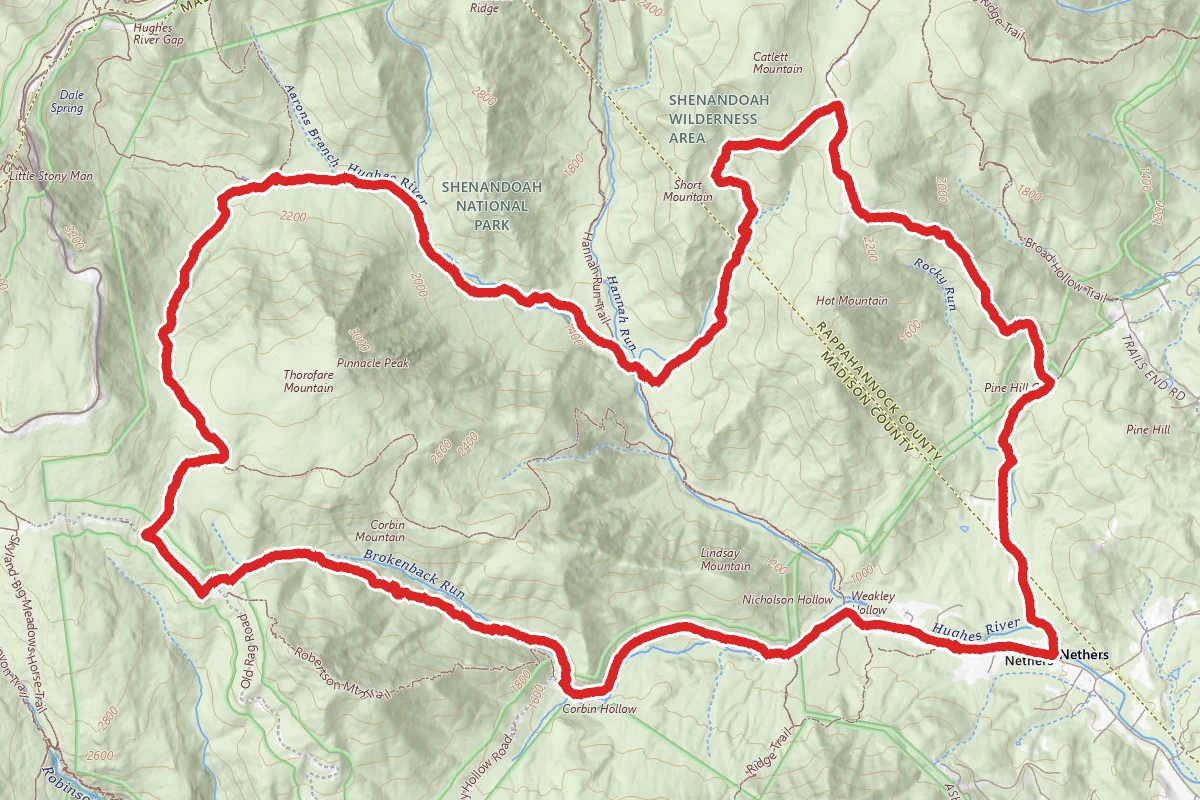 Pine Hill Gap, Nicholson Hollow, Corbin Hollow, Weakley Hollow Fire Road