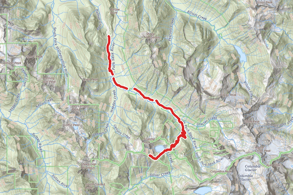Silvertip Peak Scramble via Monte Cristo Trail and Poodle Dog Pass Trail