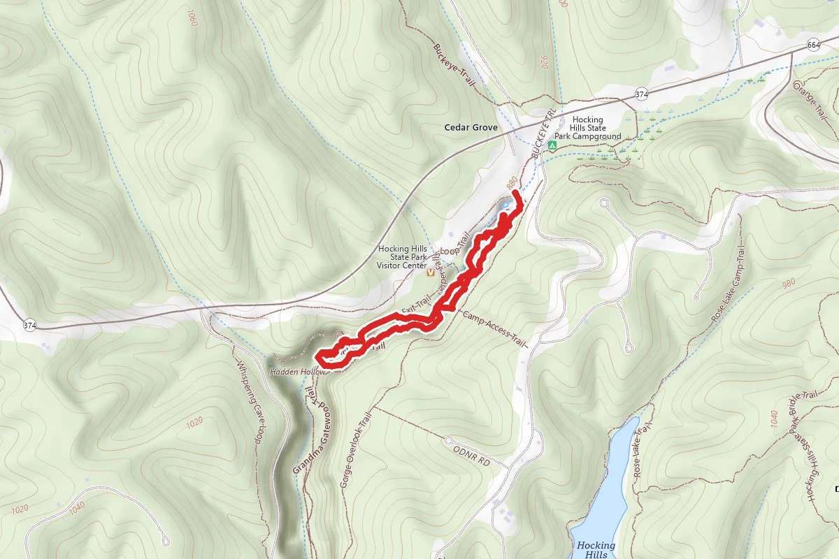 Upper Falls to Lower Falls via Buckeye Trail