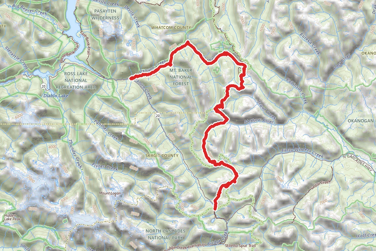 Rainy Pass Trailhead to Canyon Creek Trailhead