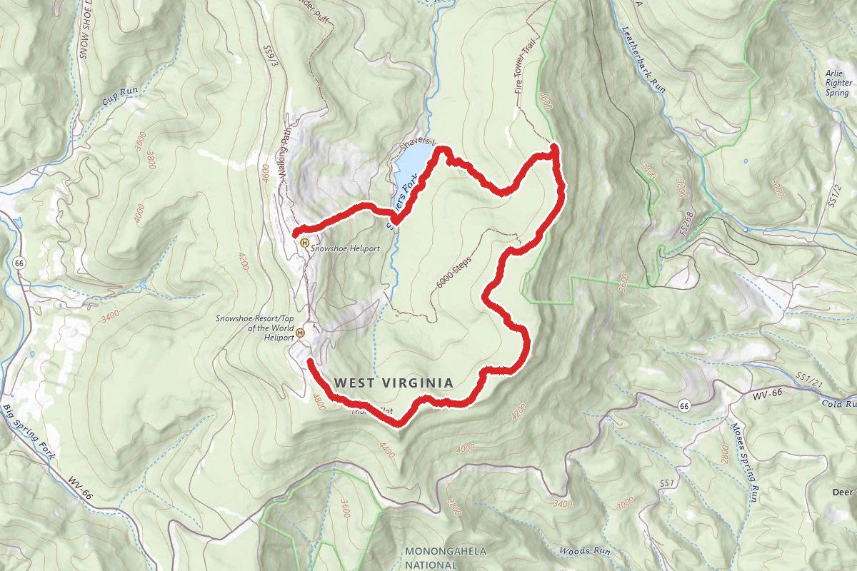 Shavers Lake, Bail Out, 6000 Steps and Cheat Mountain Ridge Trail