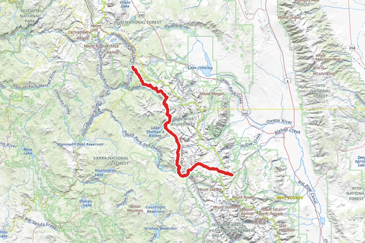 John Muir Trail from Reds Meadow to Piute Pass