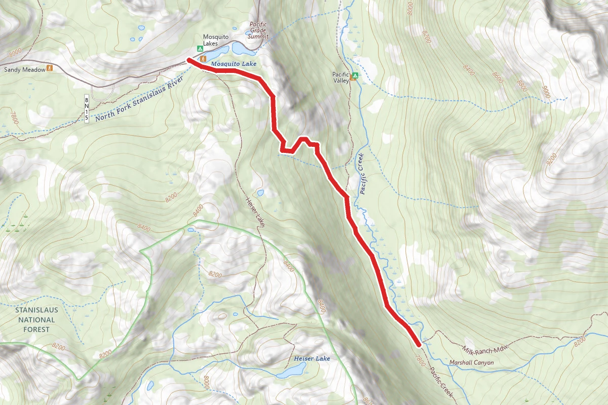 Mosquito Lake to Pacific Valley Trail