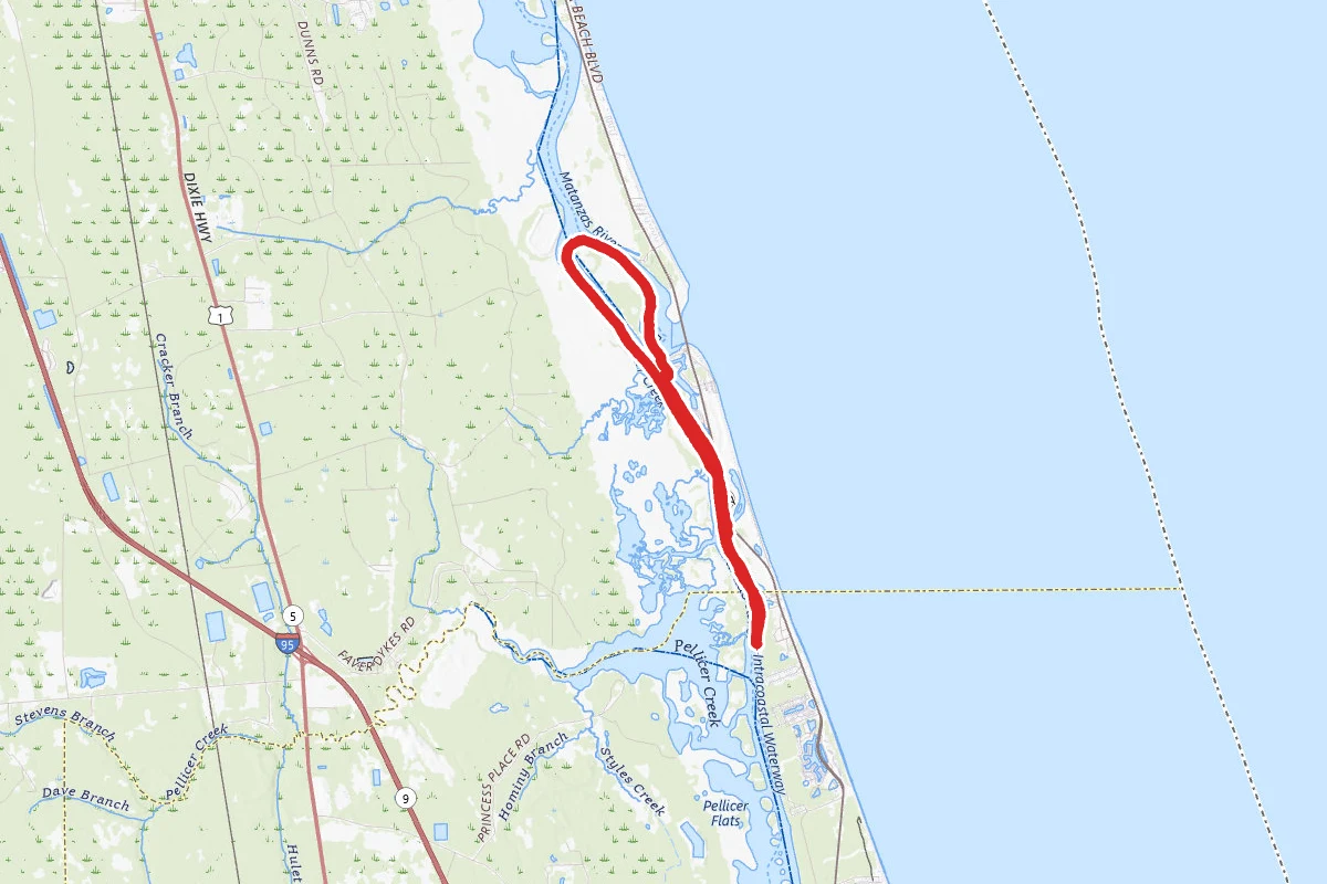 Fort Matanzas from River to the Sea Preserve via Matanzas River