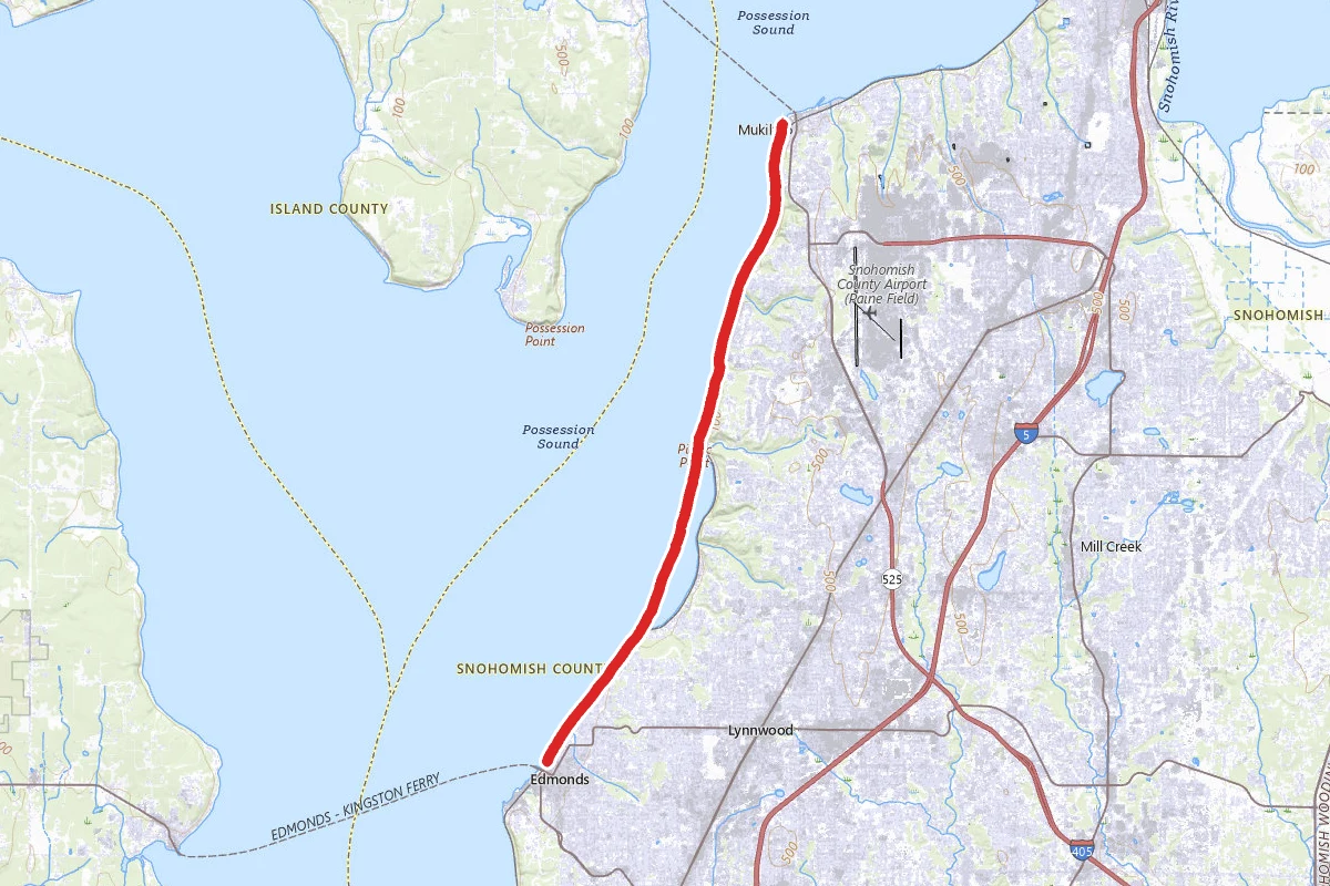 Mukilteoe to Edmonds Coastal Paddle Route