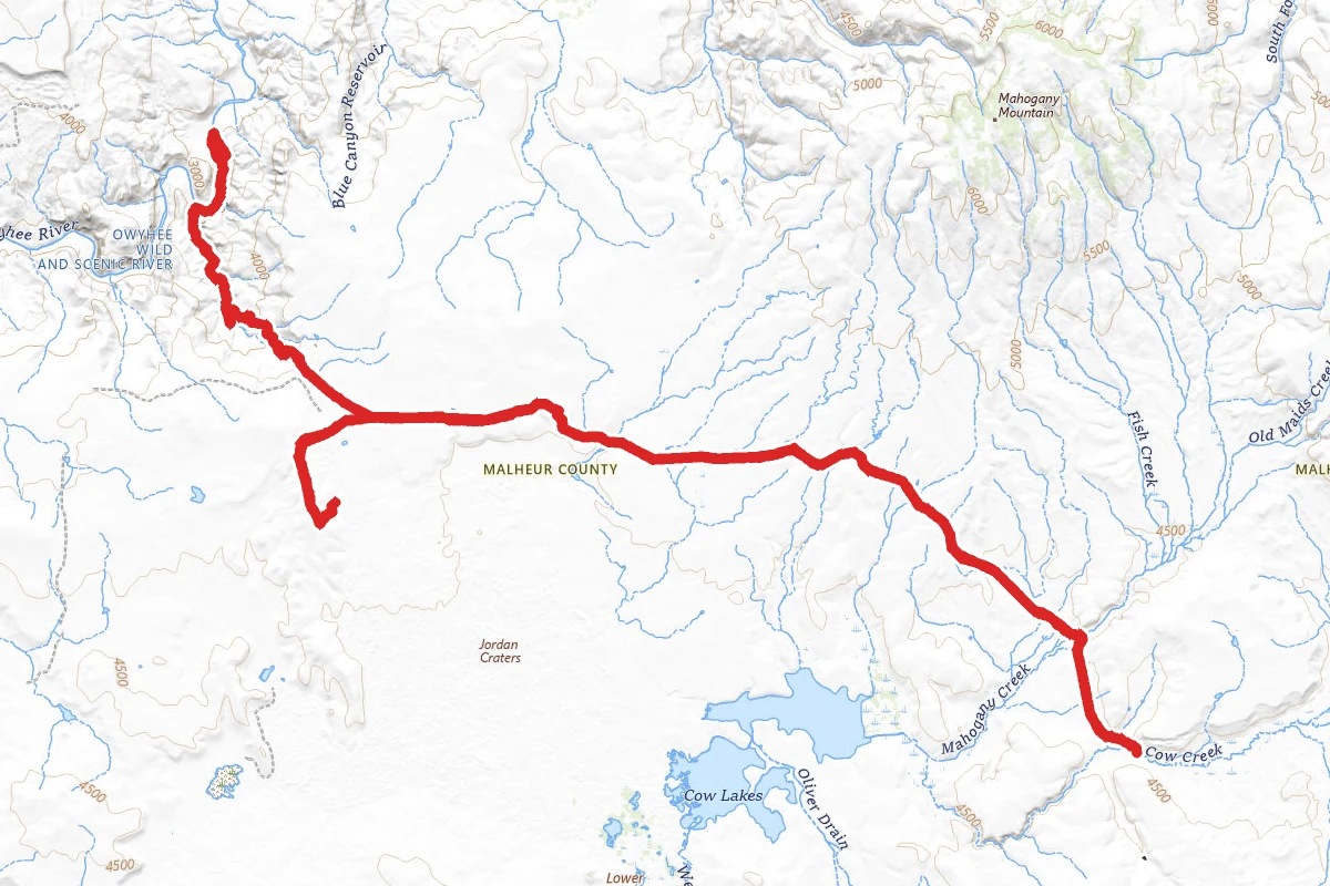 Jaspers Crater and Owyhee River via Birch Creek OHV Route