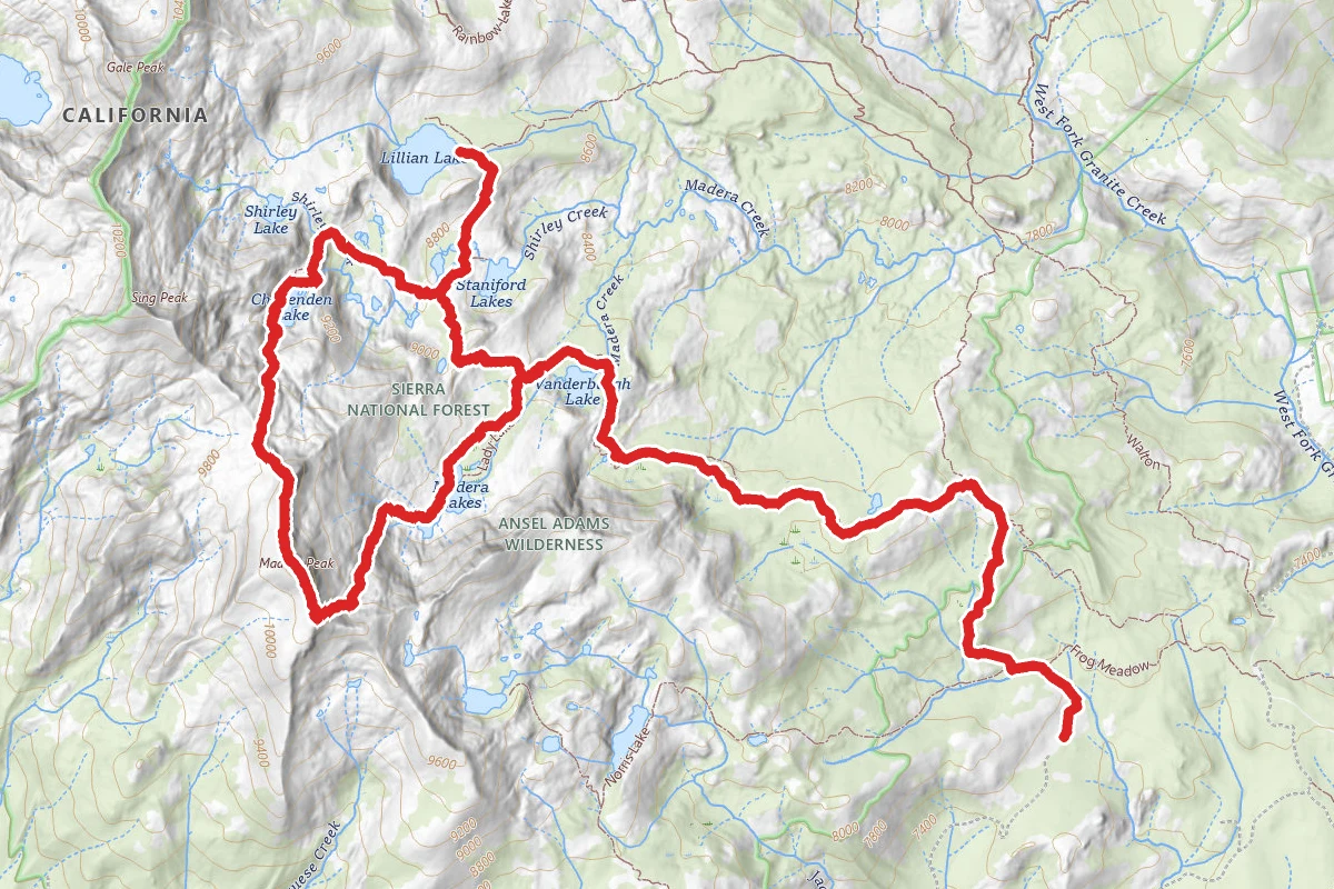 Madera Peak to Lillian Lake Loop via Noris Creek Trailhead