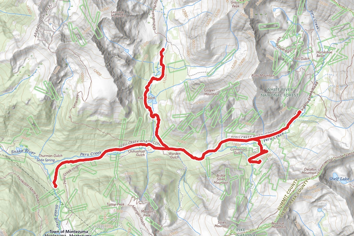 Peru Creek and Chihuahua Gulch OHV Trail
