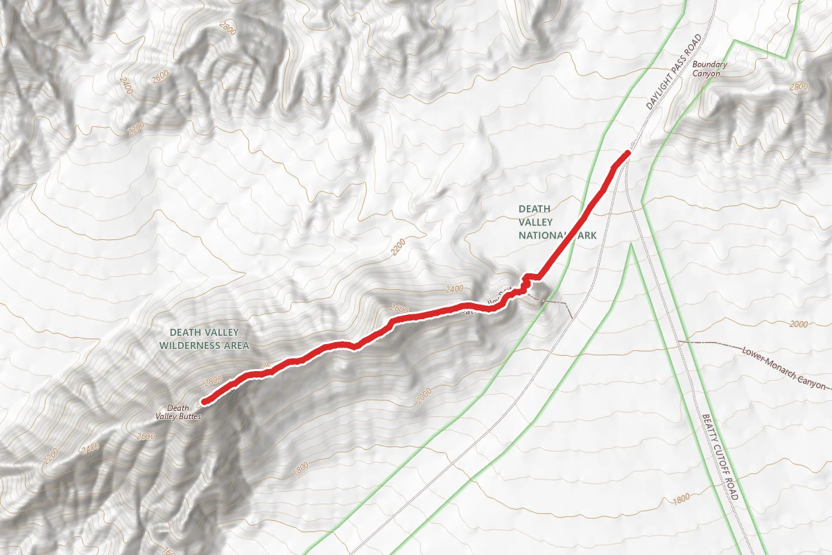 Death Valley Buttes route map